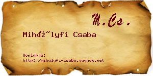 Mihályfi Csaba névjegykártya
